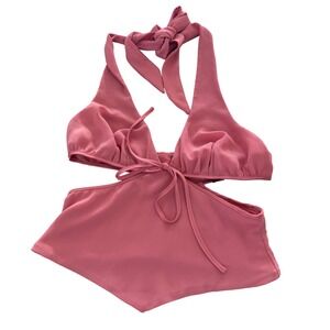 Mistress Rocks Pink Halter Neck Cutout Top Pointed Hem House of CB S Y2K Style